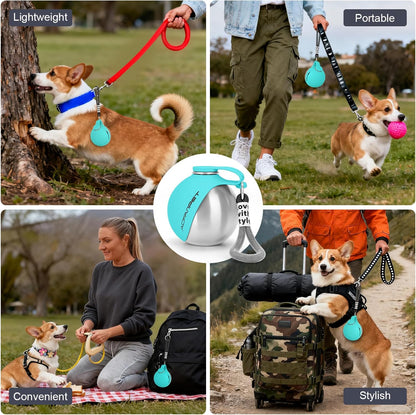 Portable Dog Water Bottle 10Oz Stainless Steel Travel Dog Water Dispenser with Bowl No-Spill Puppy Water Bottle for Walking Hiking Small Dog Water Bottle