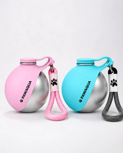Portable Dog Water Bottle with Bowl Paw Aqua