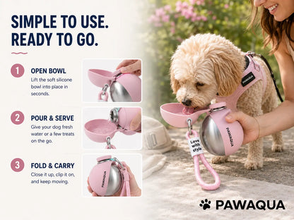 How to use PawAqua portable dog water bottle with foldable silicone bowl